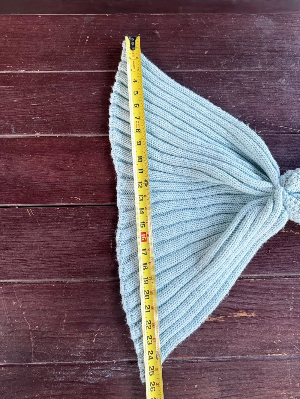 Light Blue Knitted Mermaid Tail Blanket